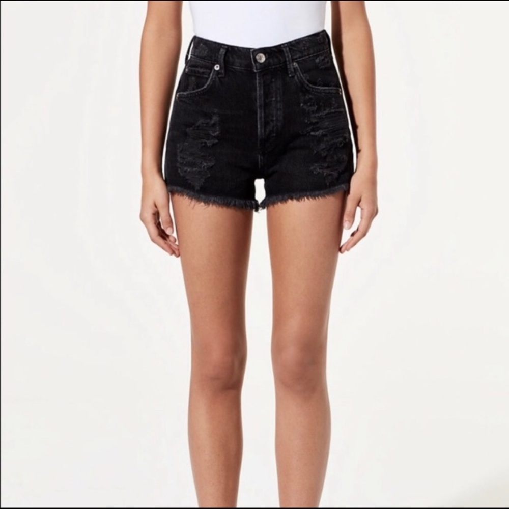 Agolde Jaden High Rise Button Distressed Shorts 24